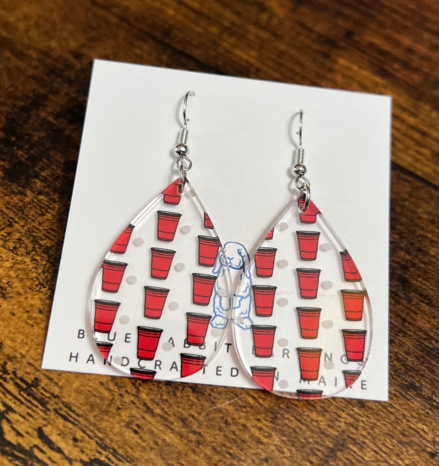 Acrylic Red Cup Earrings