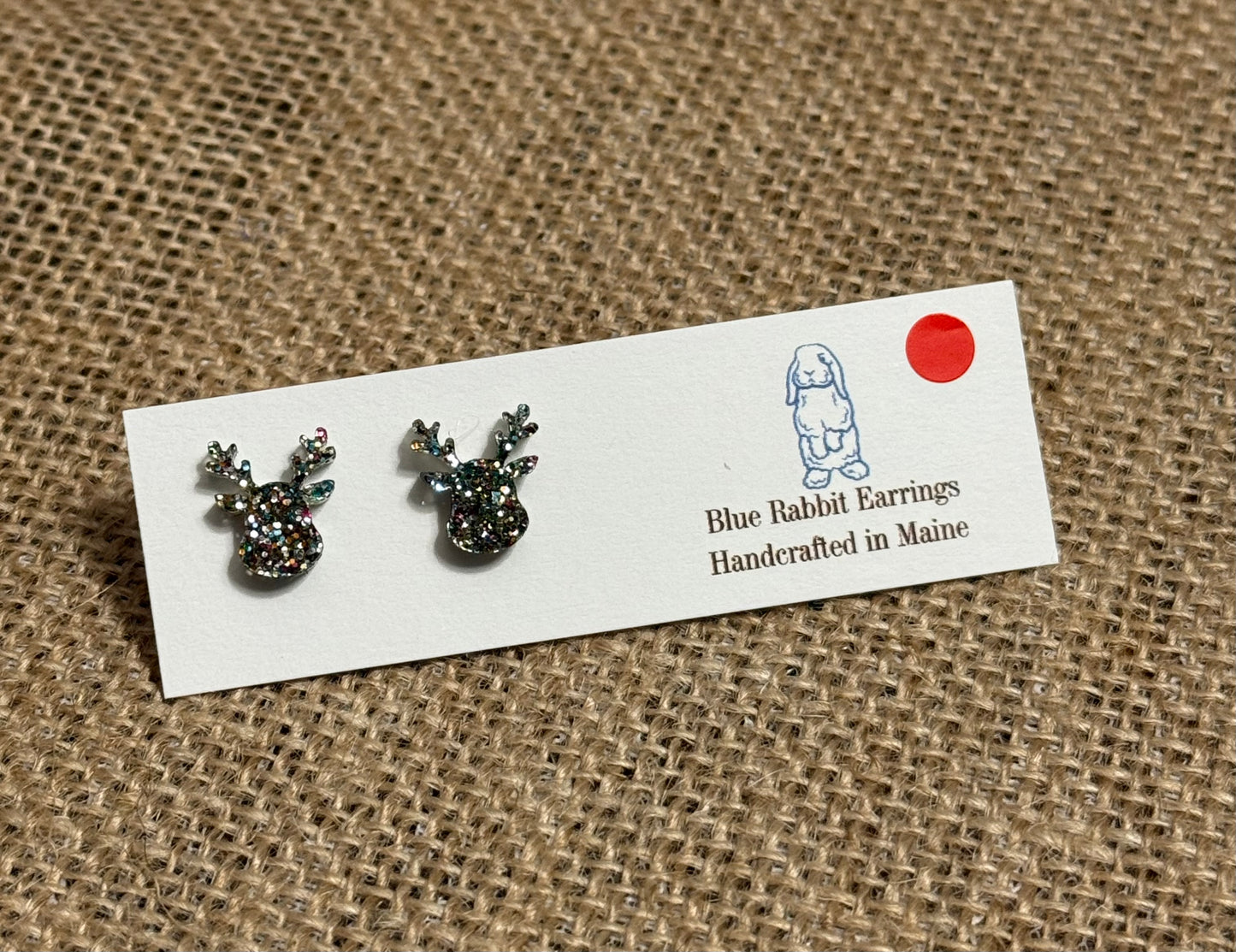Acrylic Multi Color Reindeer Studs