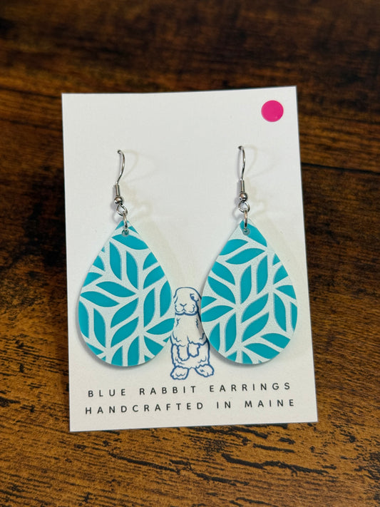 Acrylic Teal Teardrop Earrings