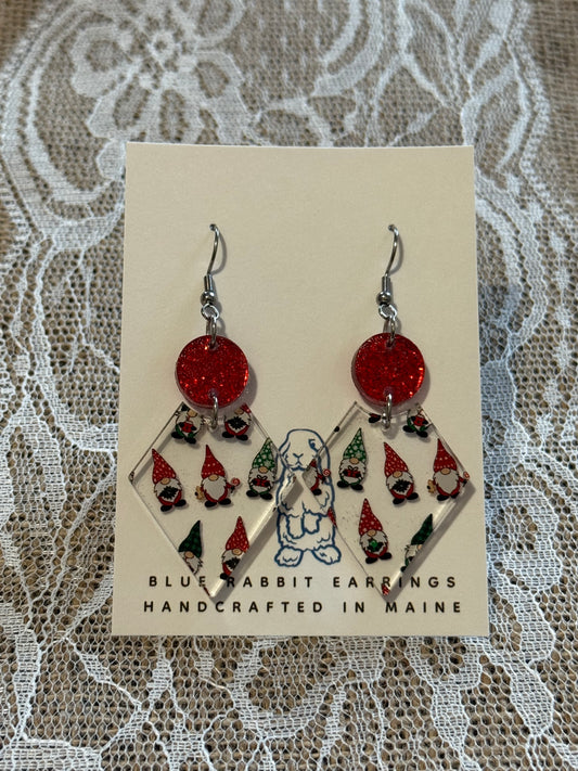 Acrylic Christmas Gnome Earrings