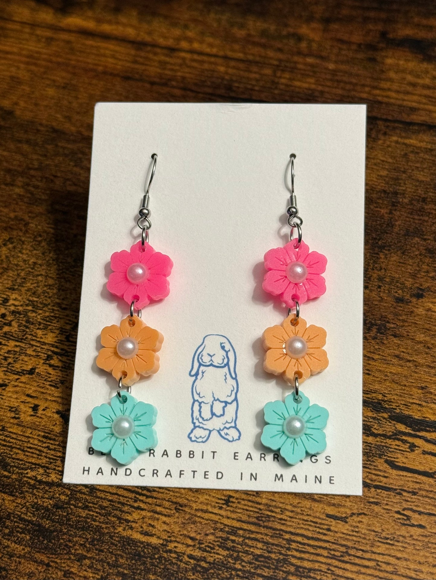 Acrylic Electric Summer Flower Earrings