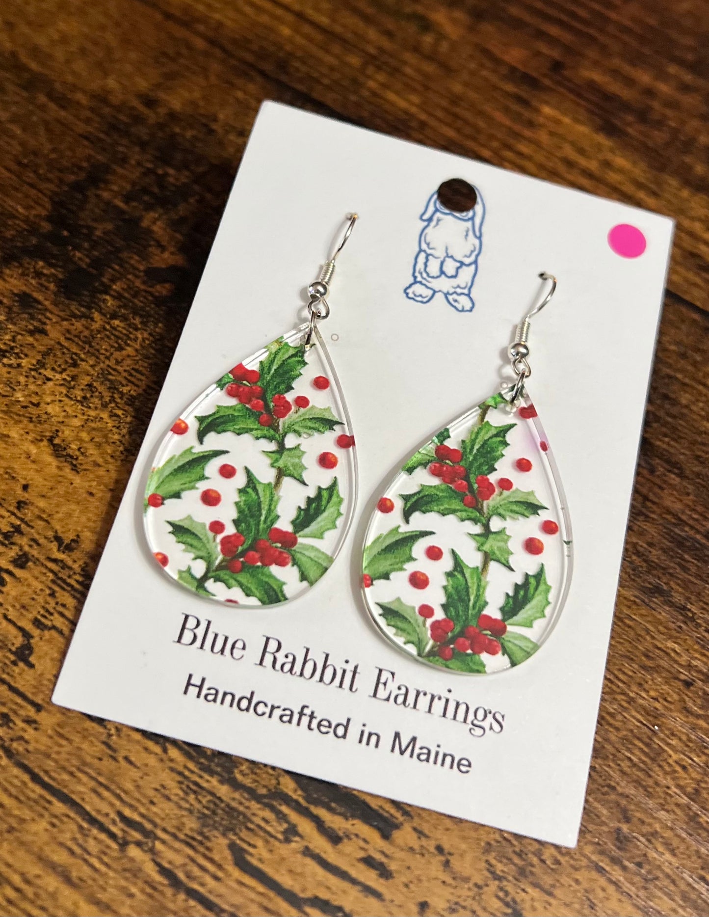 Acrylic Holly Earrings