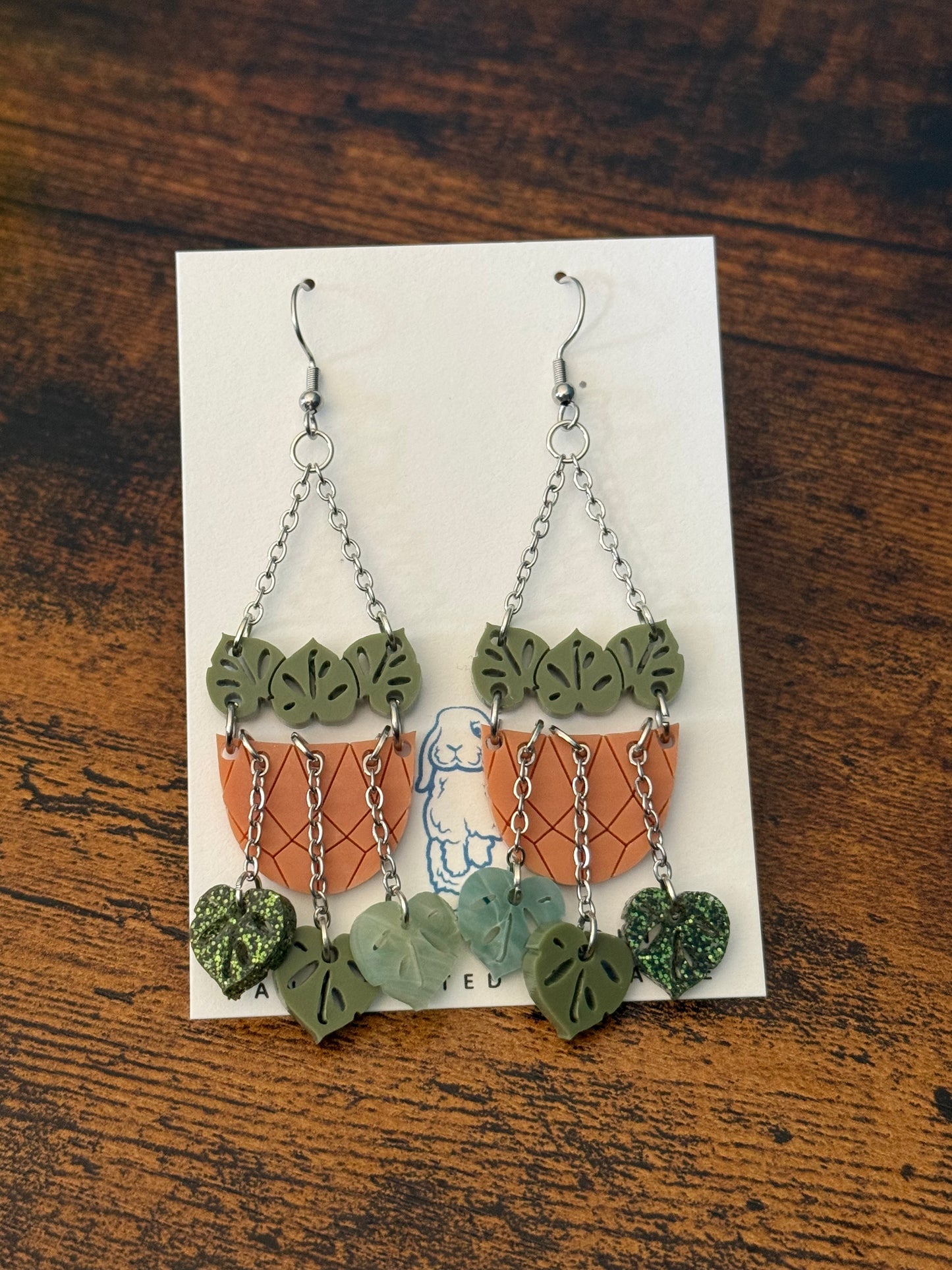 Acrylic Pothos Plant Earrings