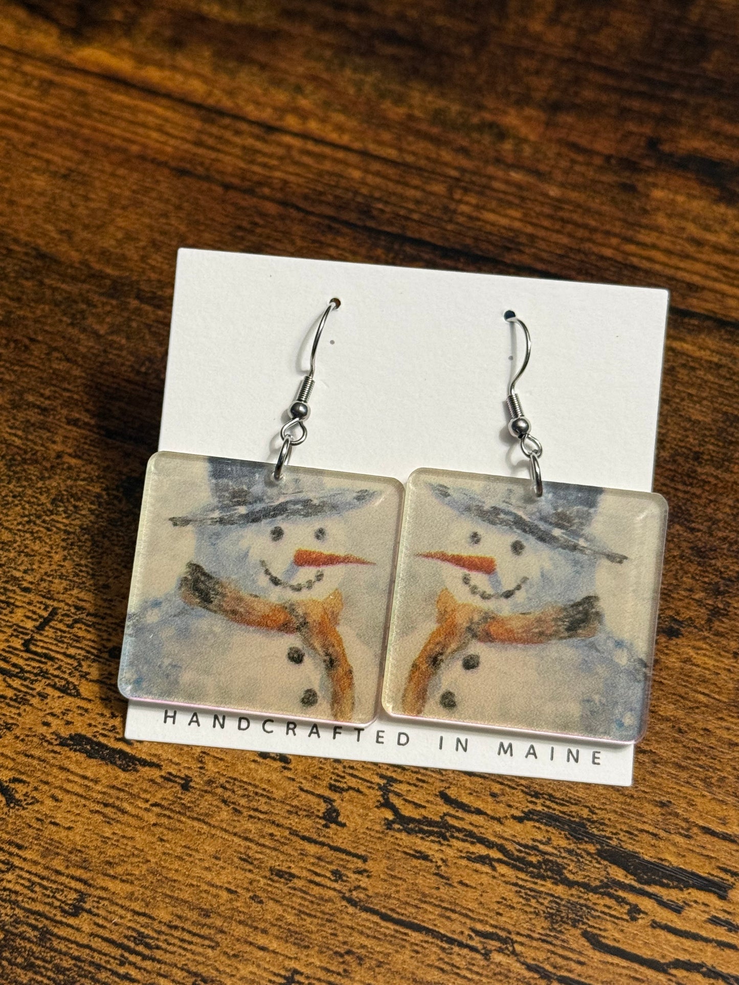 Acrylic Snowman Earrings