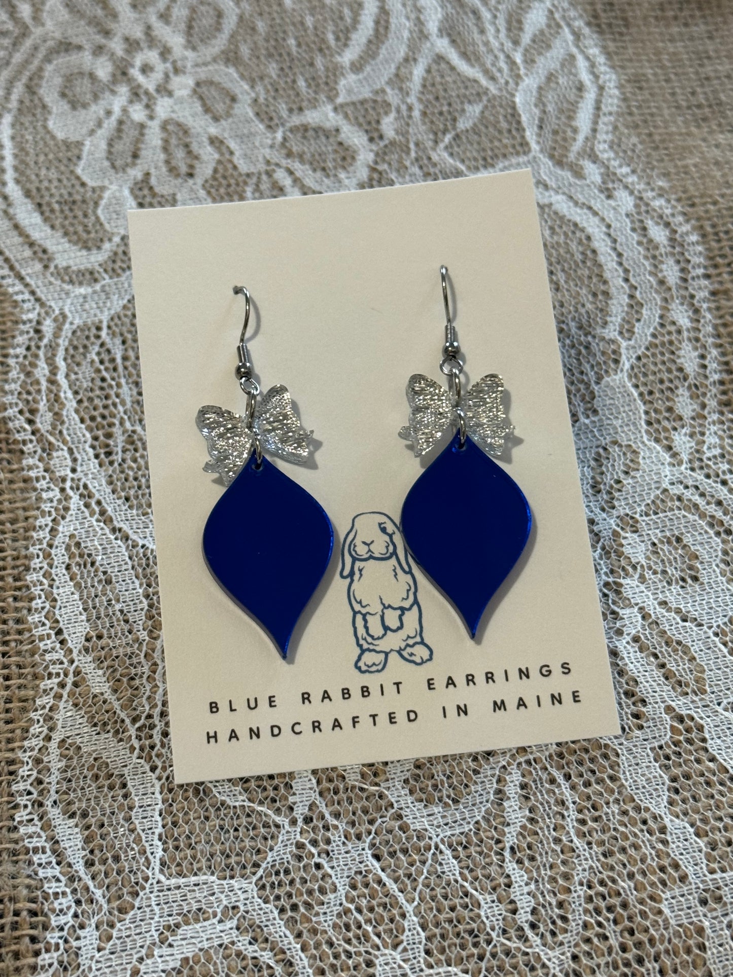 Acrylic Blue Christmas Ornament Earrings