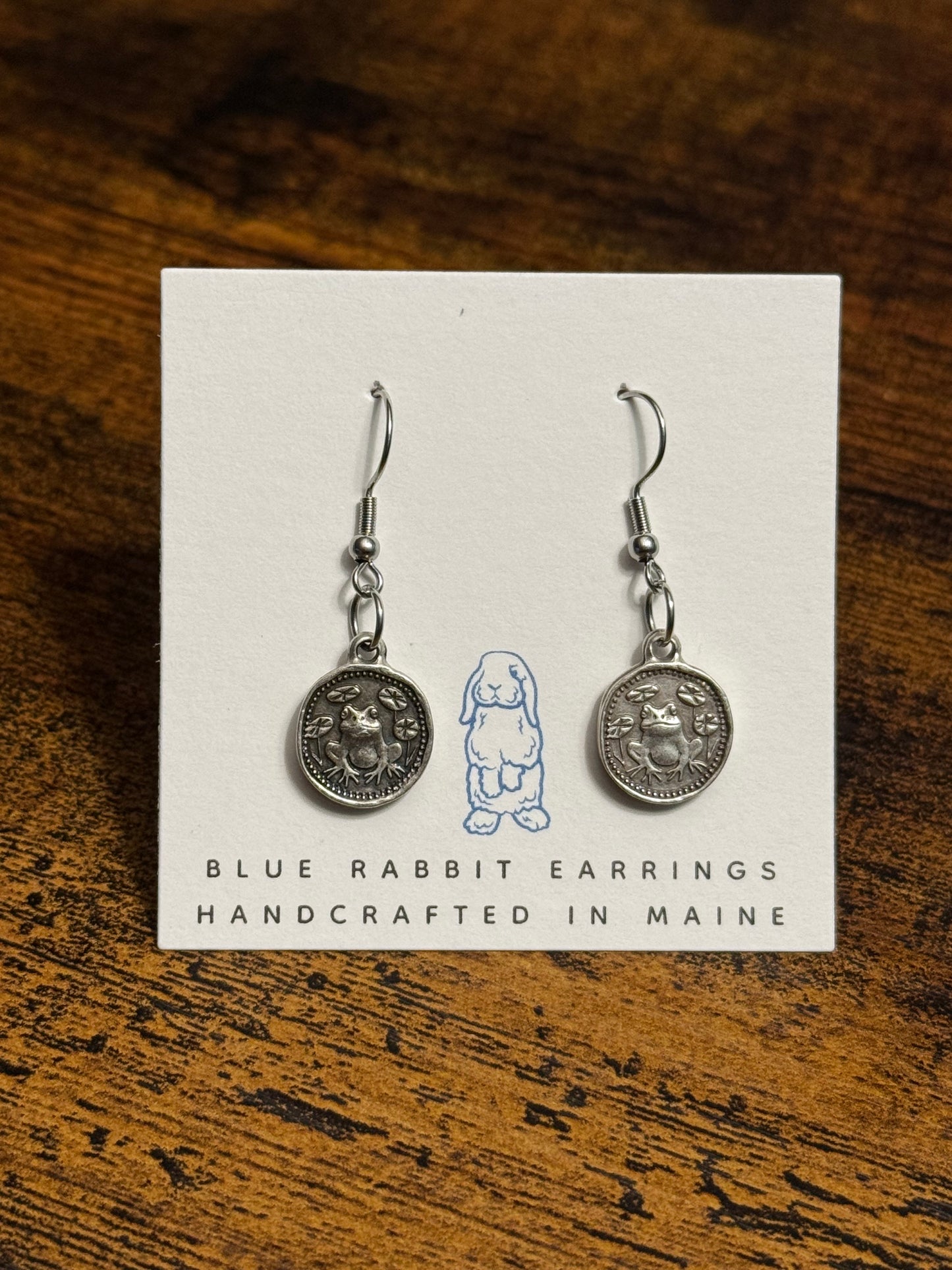 Antique Silver Frog Earrings