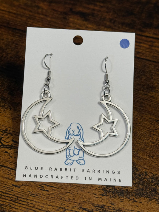 Antique Silver Moon & Star Earrings