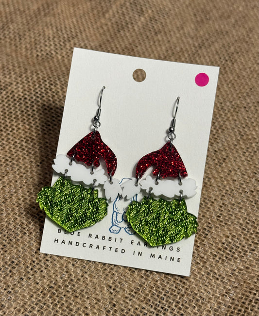 Acrylic Grinch Inspired Earrings