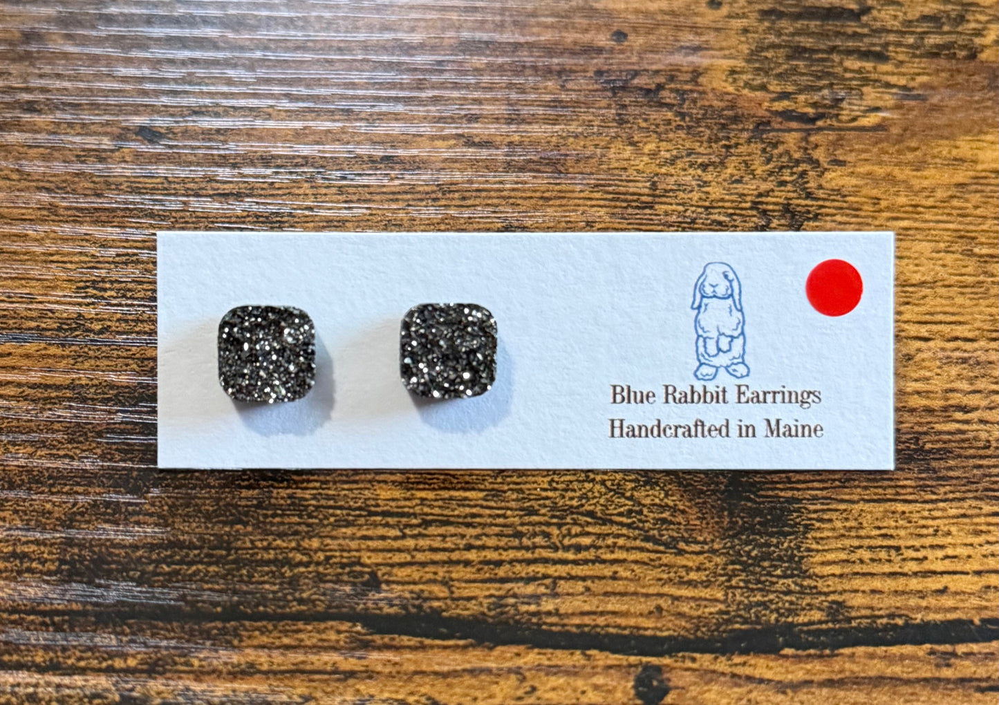 Gray Square Druzy Studs 10mm