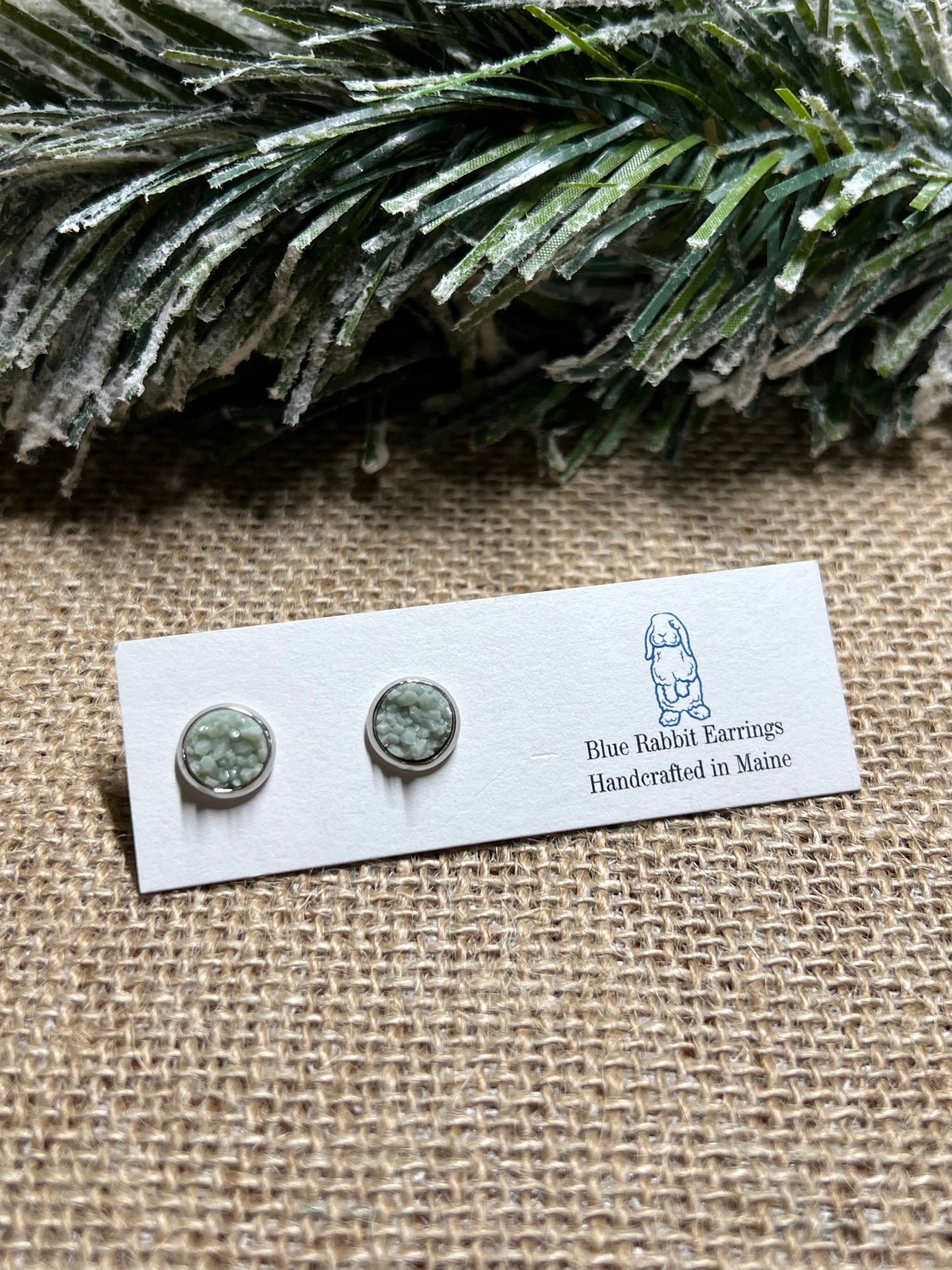 Sage Druzy Studs 8mm