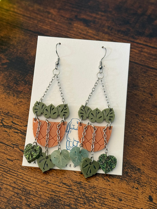 Acrylic Pothos Plant Earrings