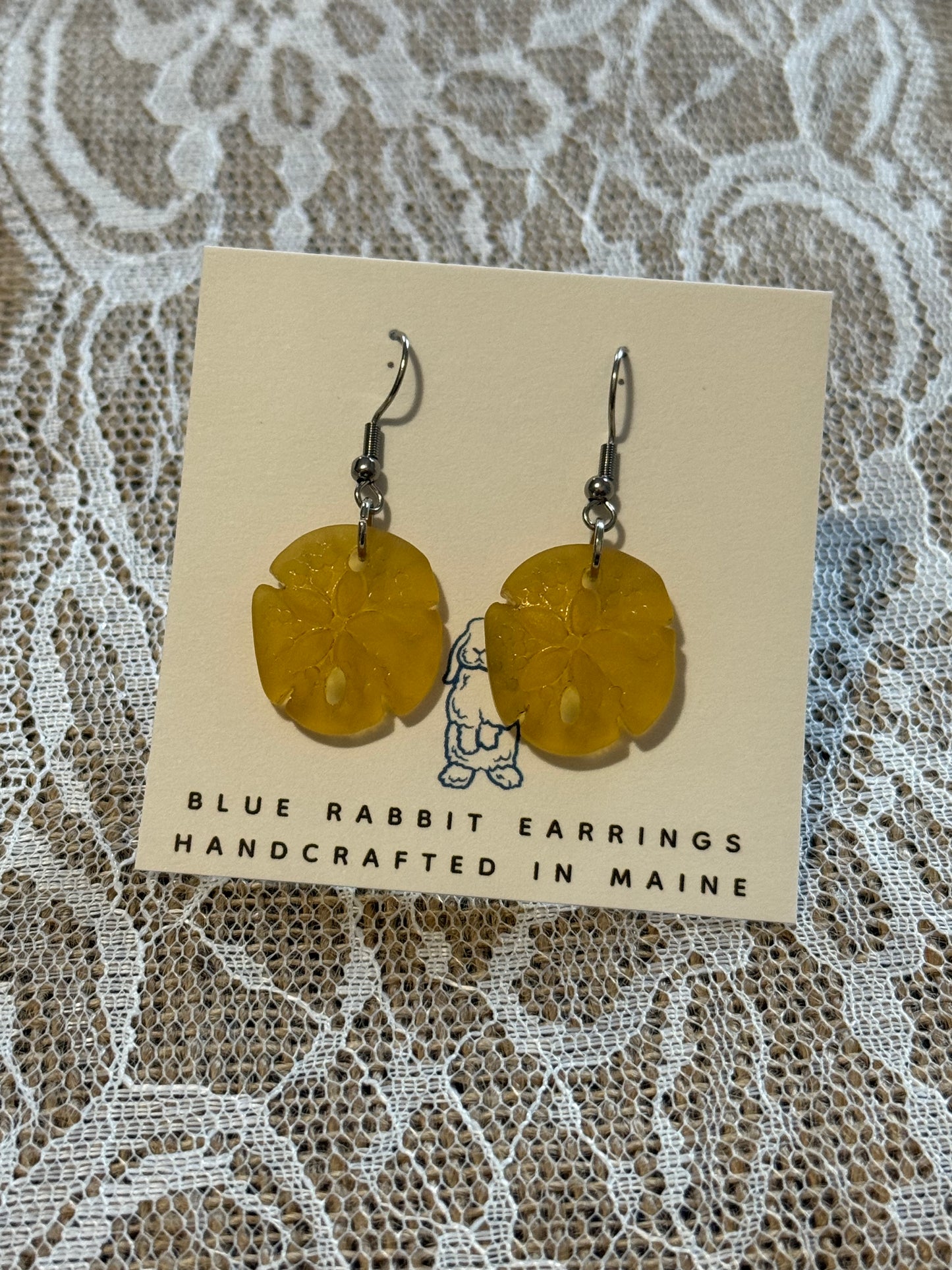 Desert Gold Sand Dollar Sea Glass Earrings