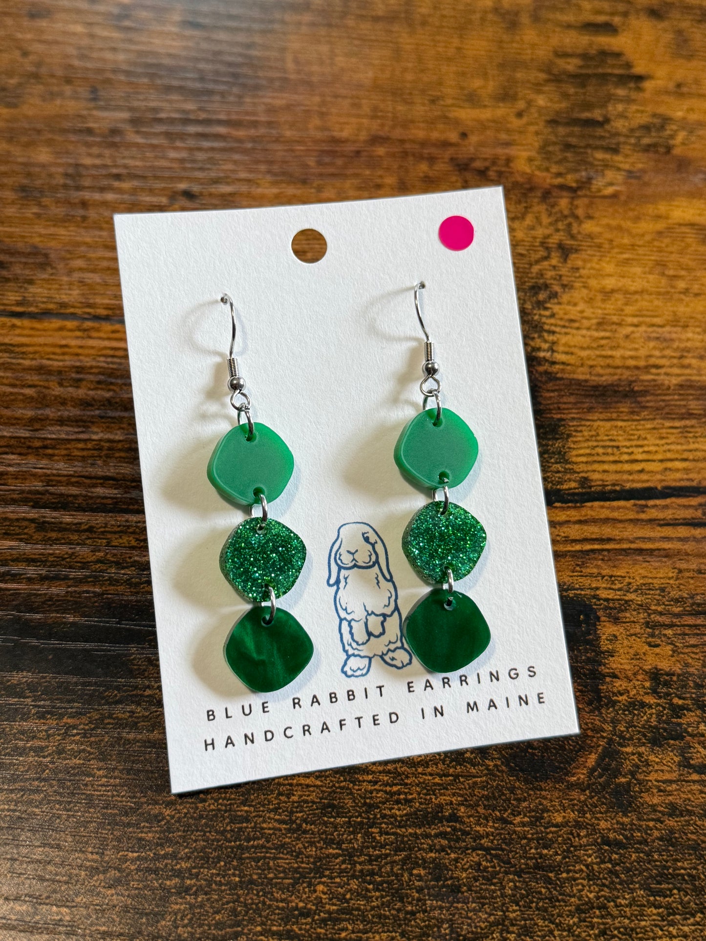 Acrylic Green Pebble Earrings