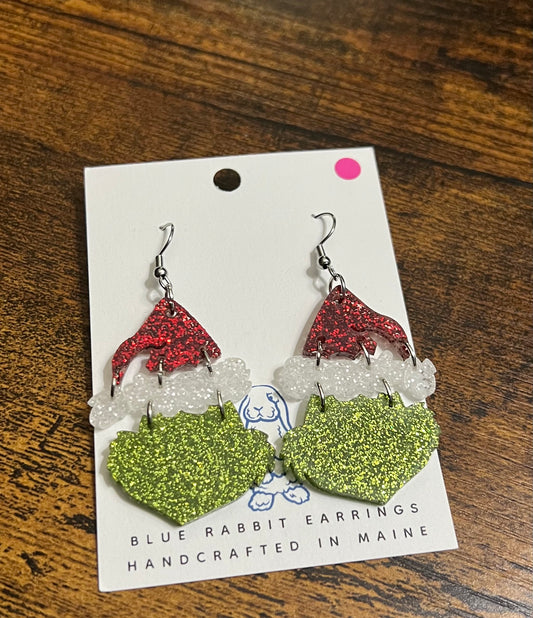 Acrylic Grinch Inspired Earrings