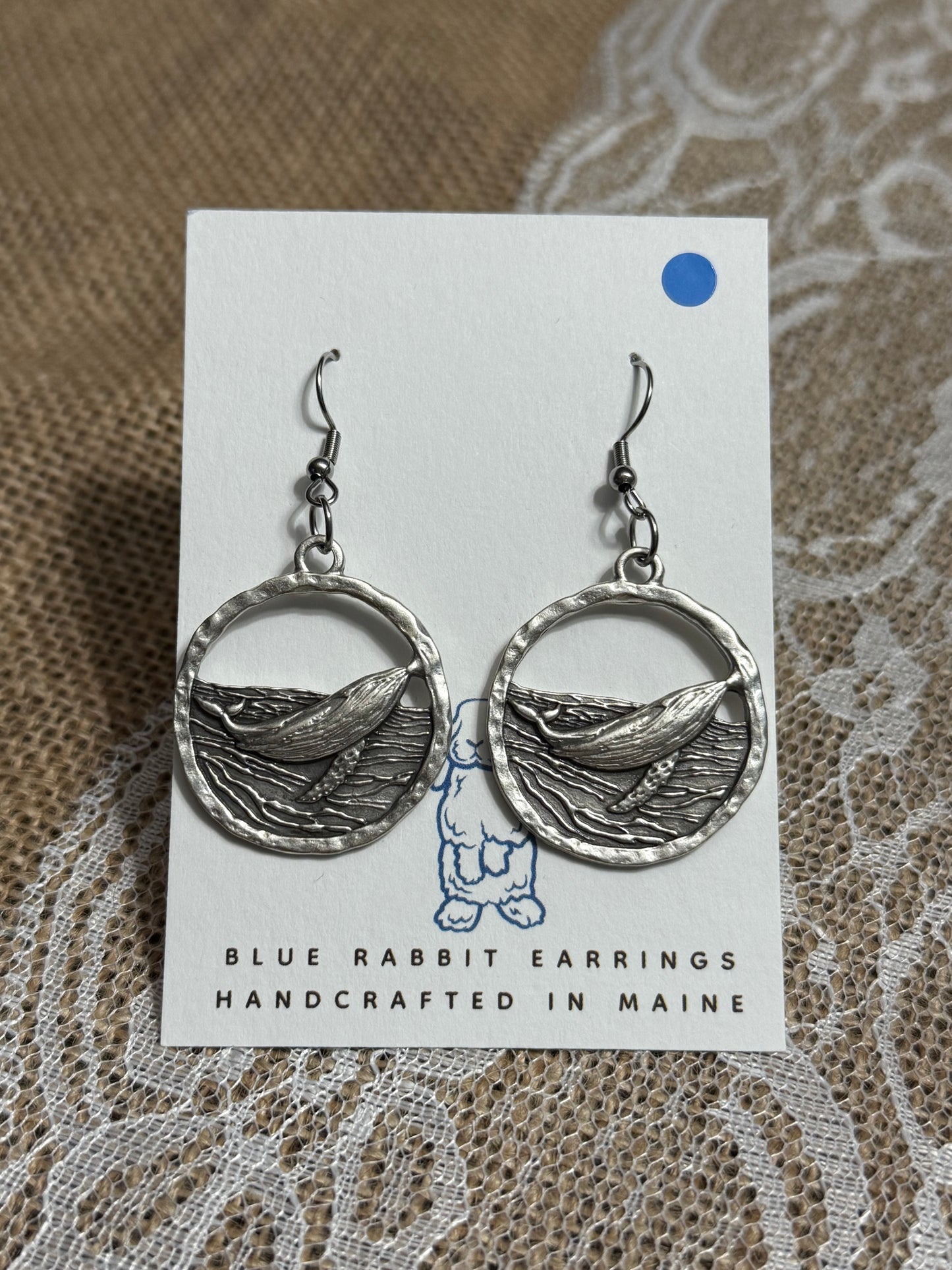 Antique Silver Whale Earrings