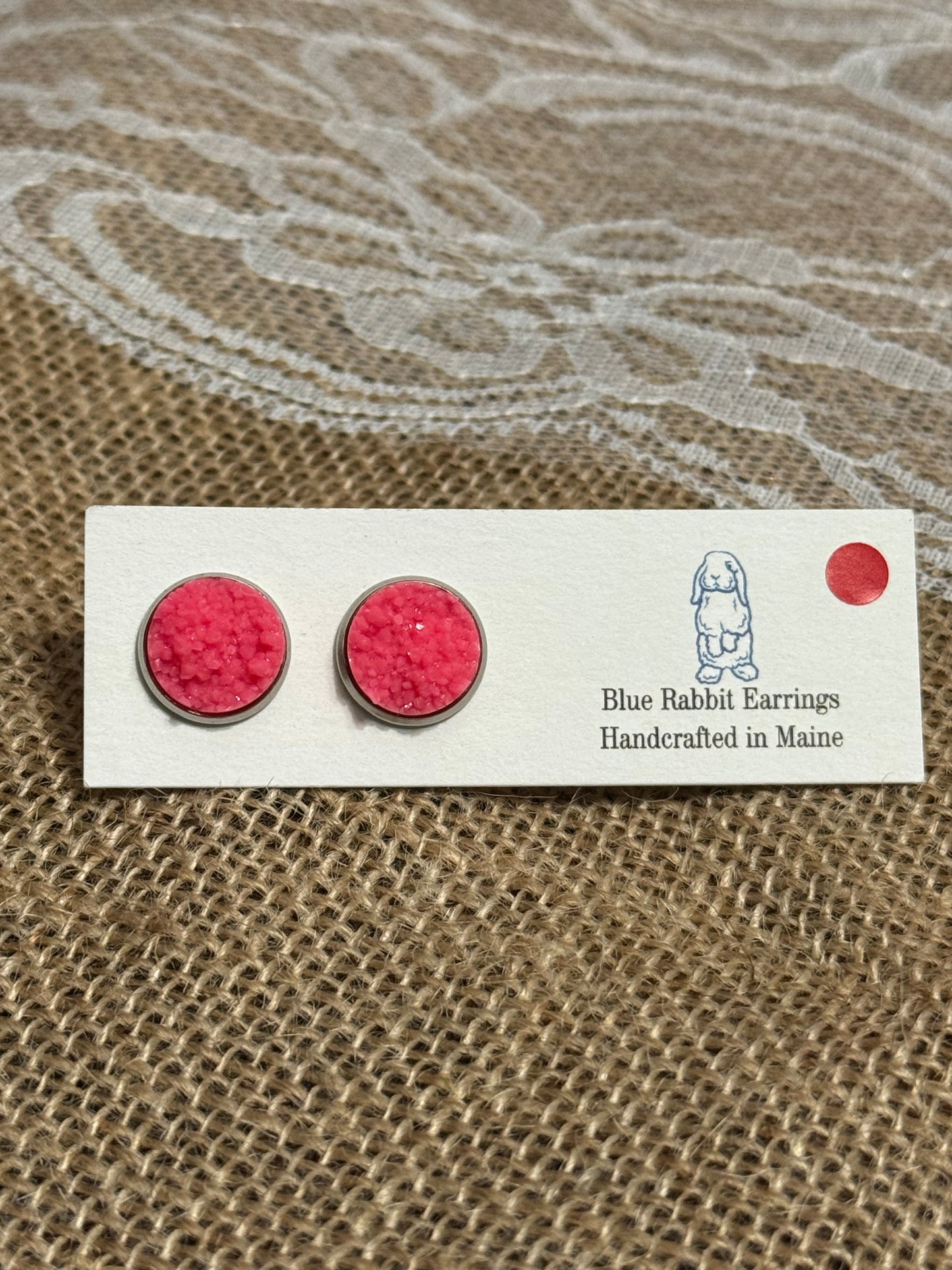 Neon Pink Druzy Studs 12mm