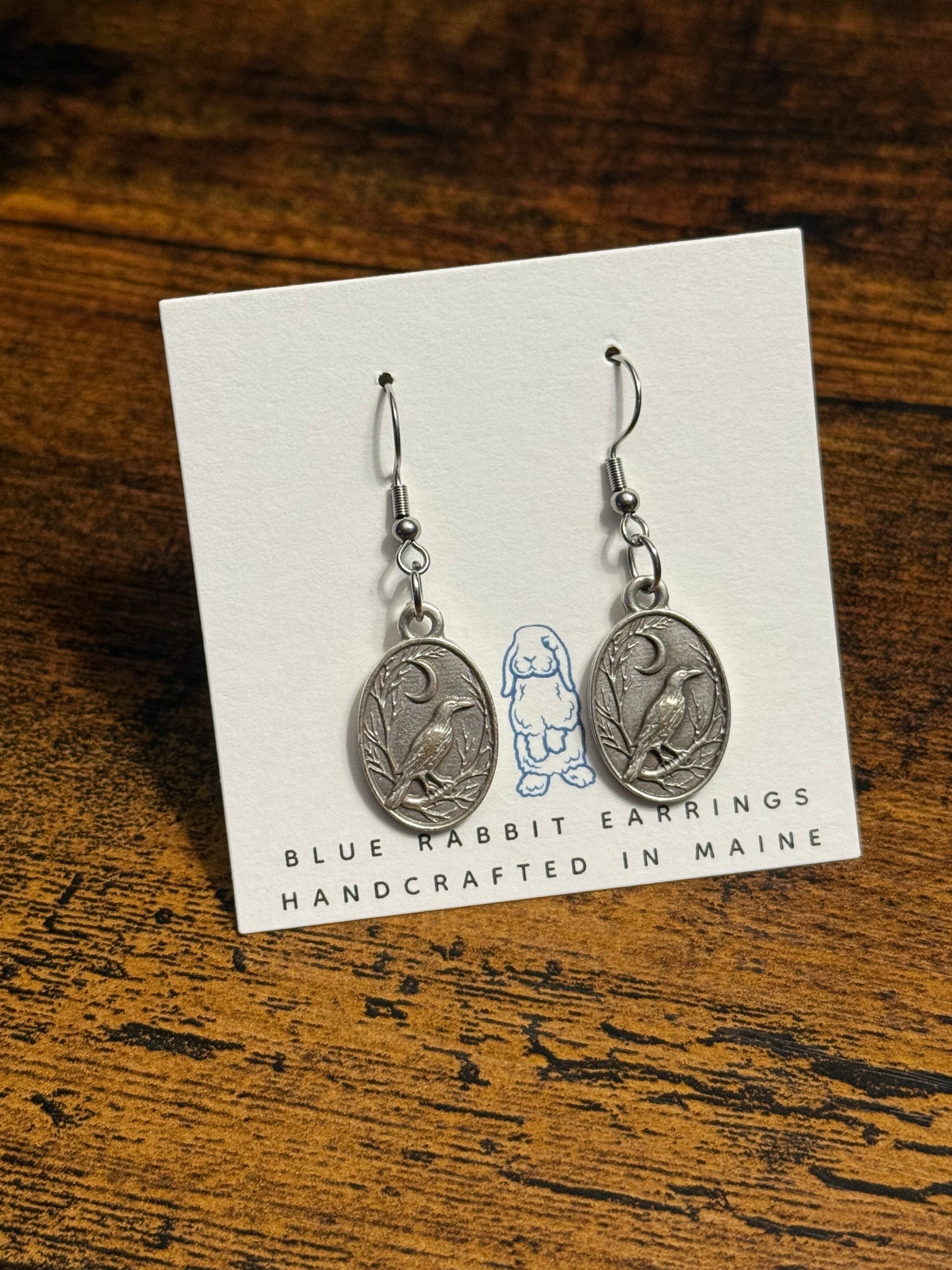 Antique Silver Raven Earrings