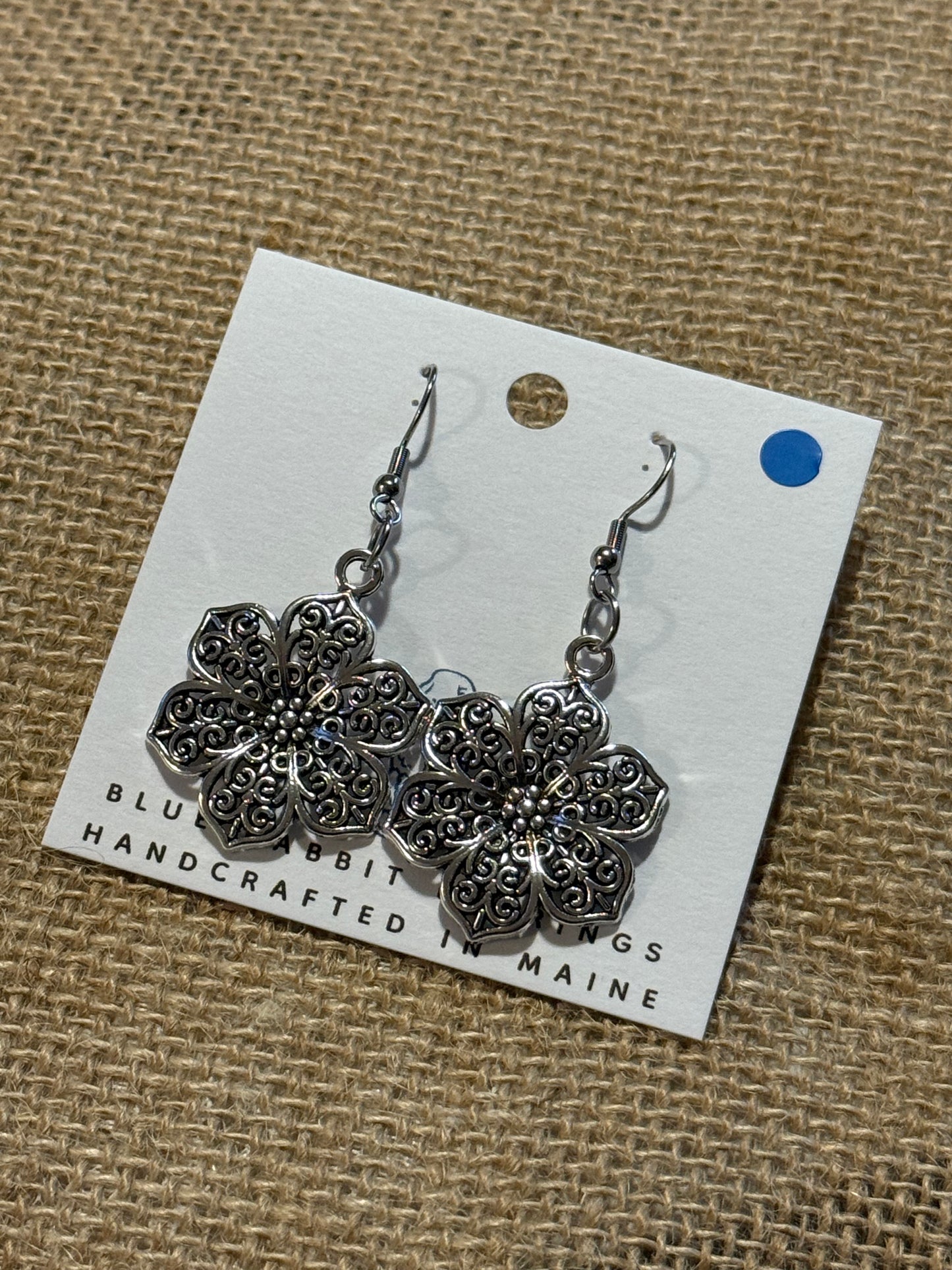Antique Silver Flower Earrings