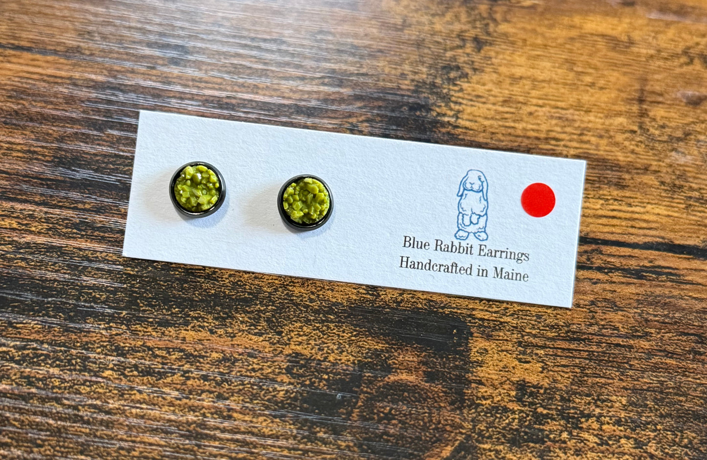 Olive Green Druzy Studs 8mm