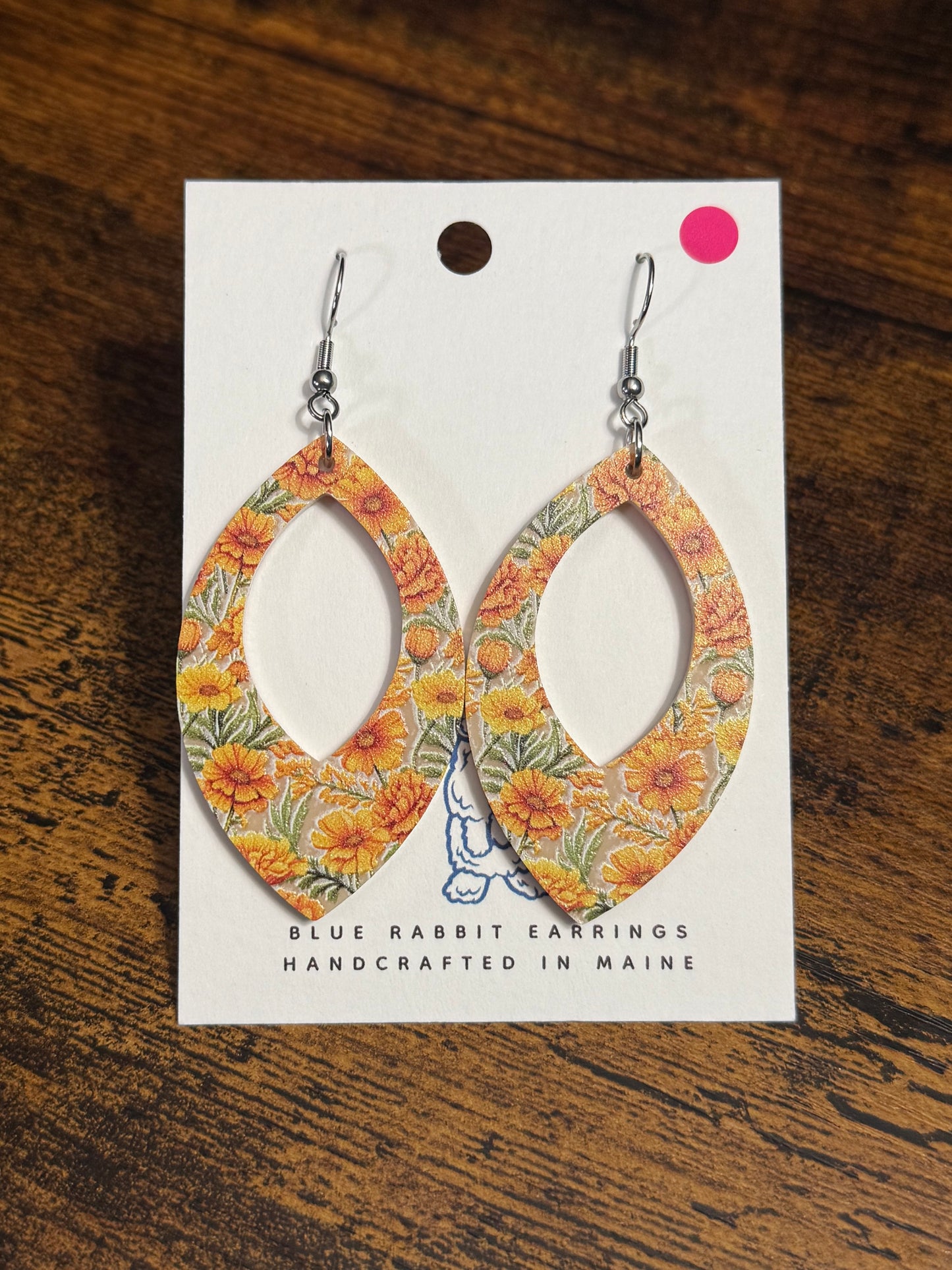 Acrylic Marigold Print Earrings