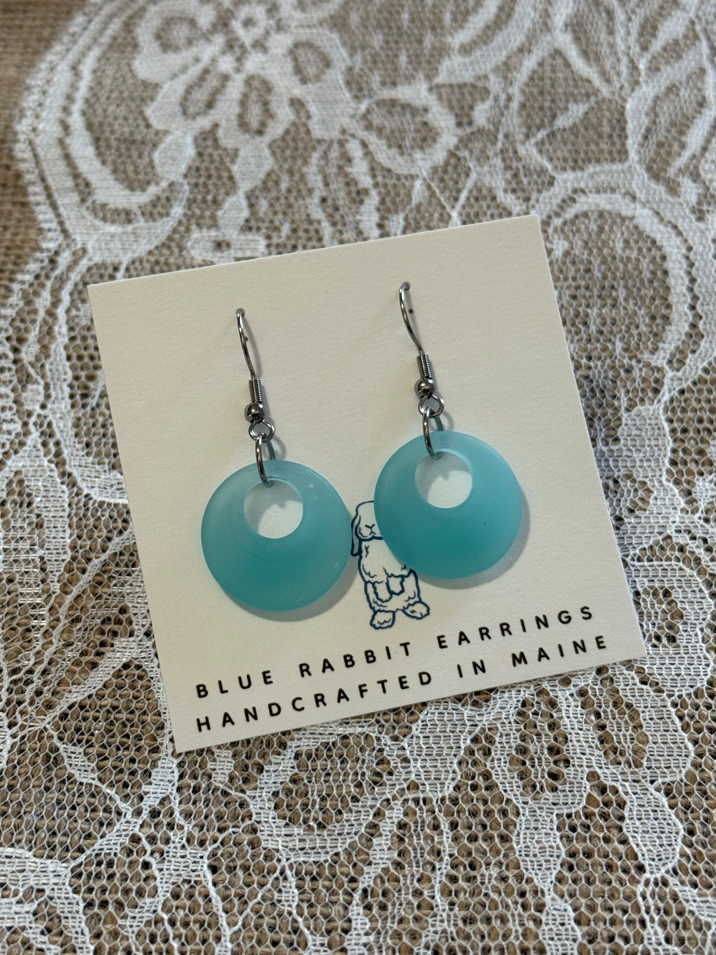 Blue Opal Sea Glass Earrings