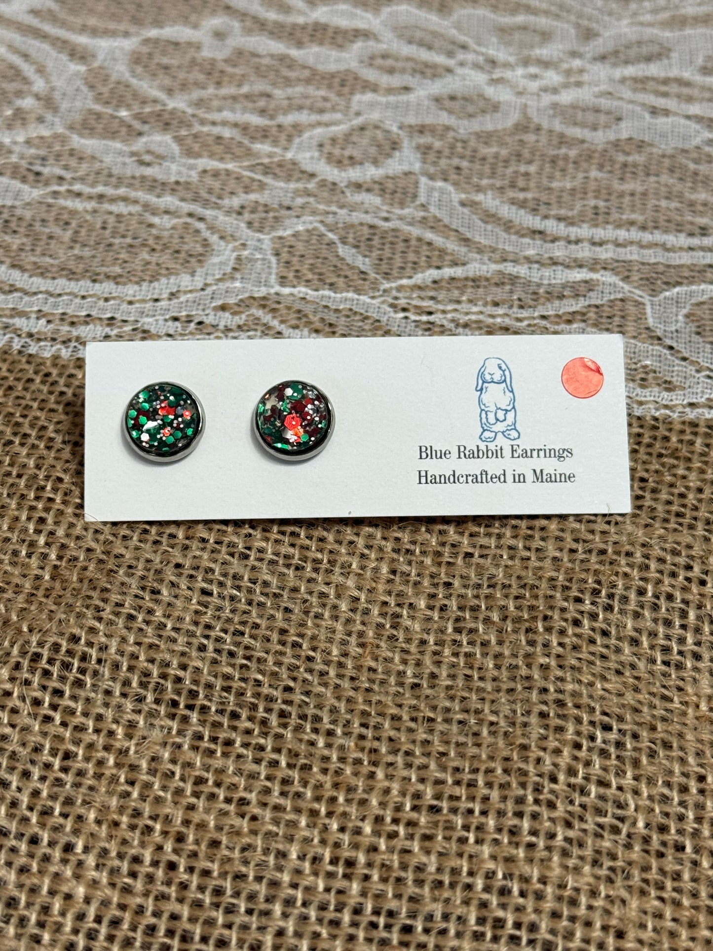 10mm Christmas Glitter Studs