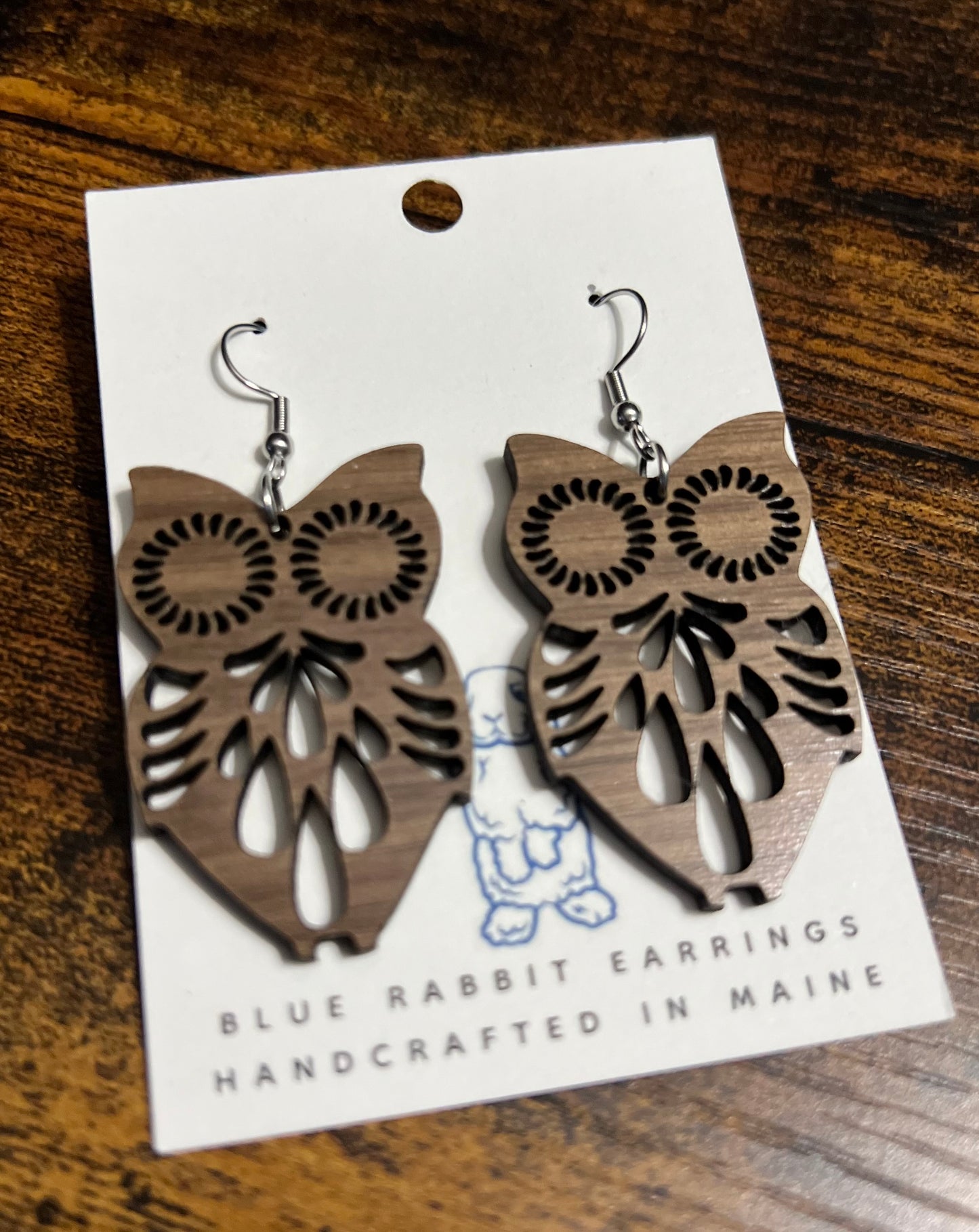 Walnut Owl Earrings