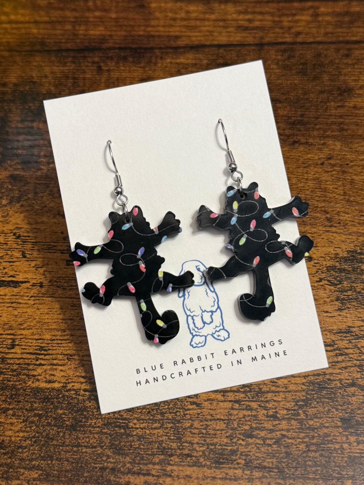 Acrylic Shocked Cat Christmas Earrings