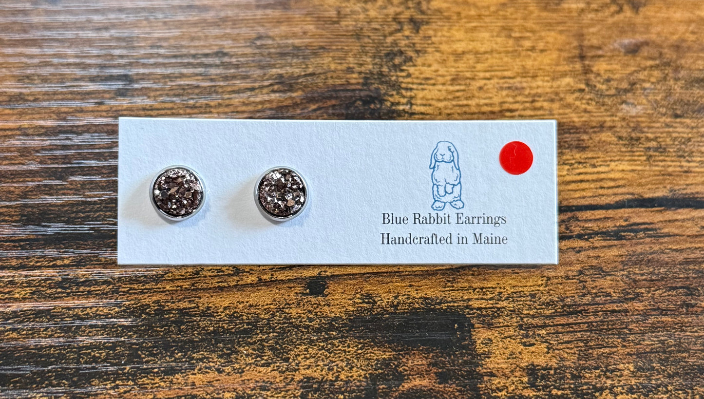 Metallic Rose Gold Druzy Studs 8mm