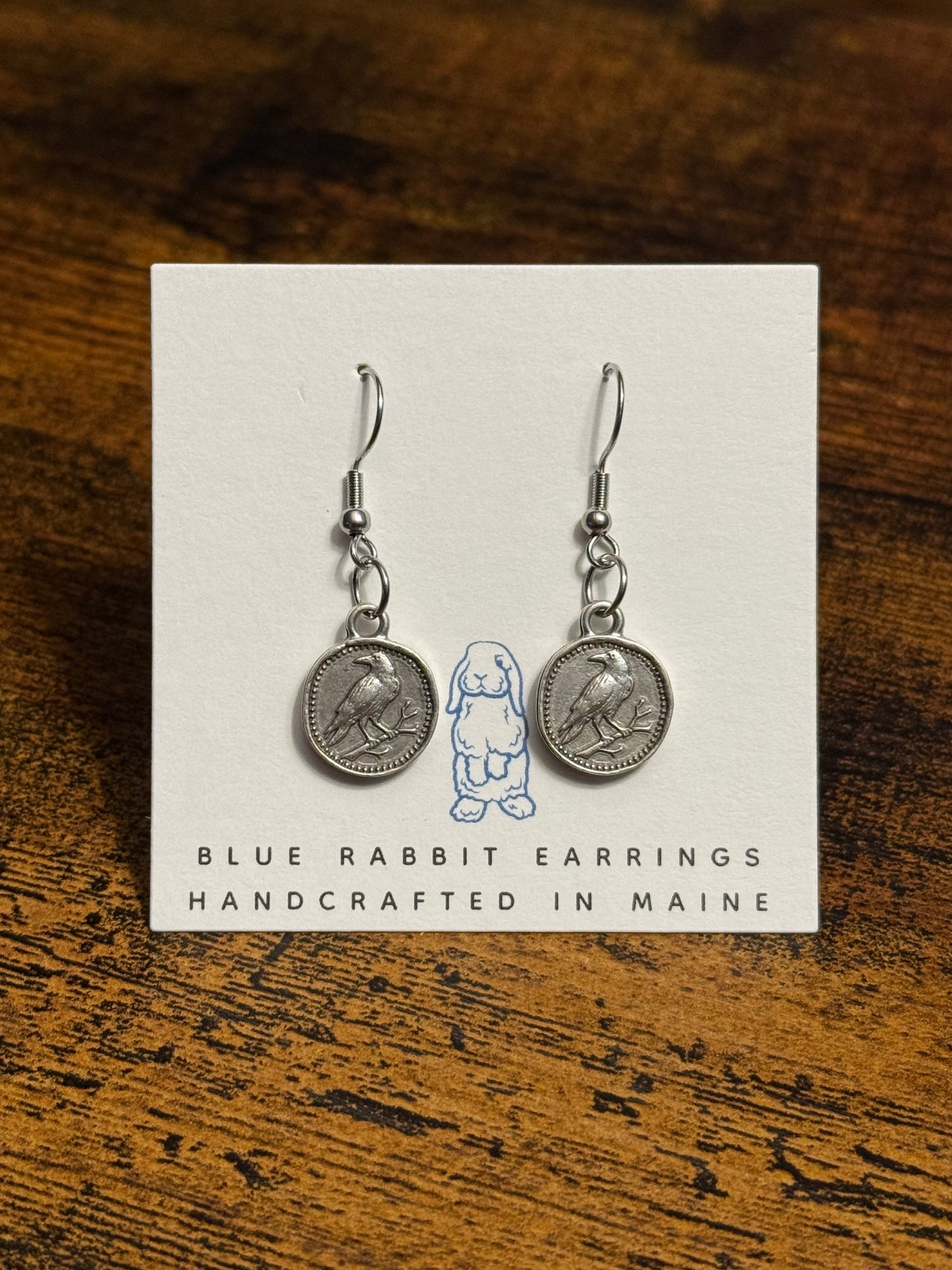 Antique Silver Raven Earrings