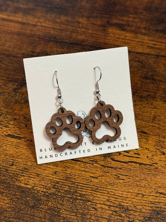 Walnut Paw Print Earrings