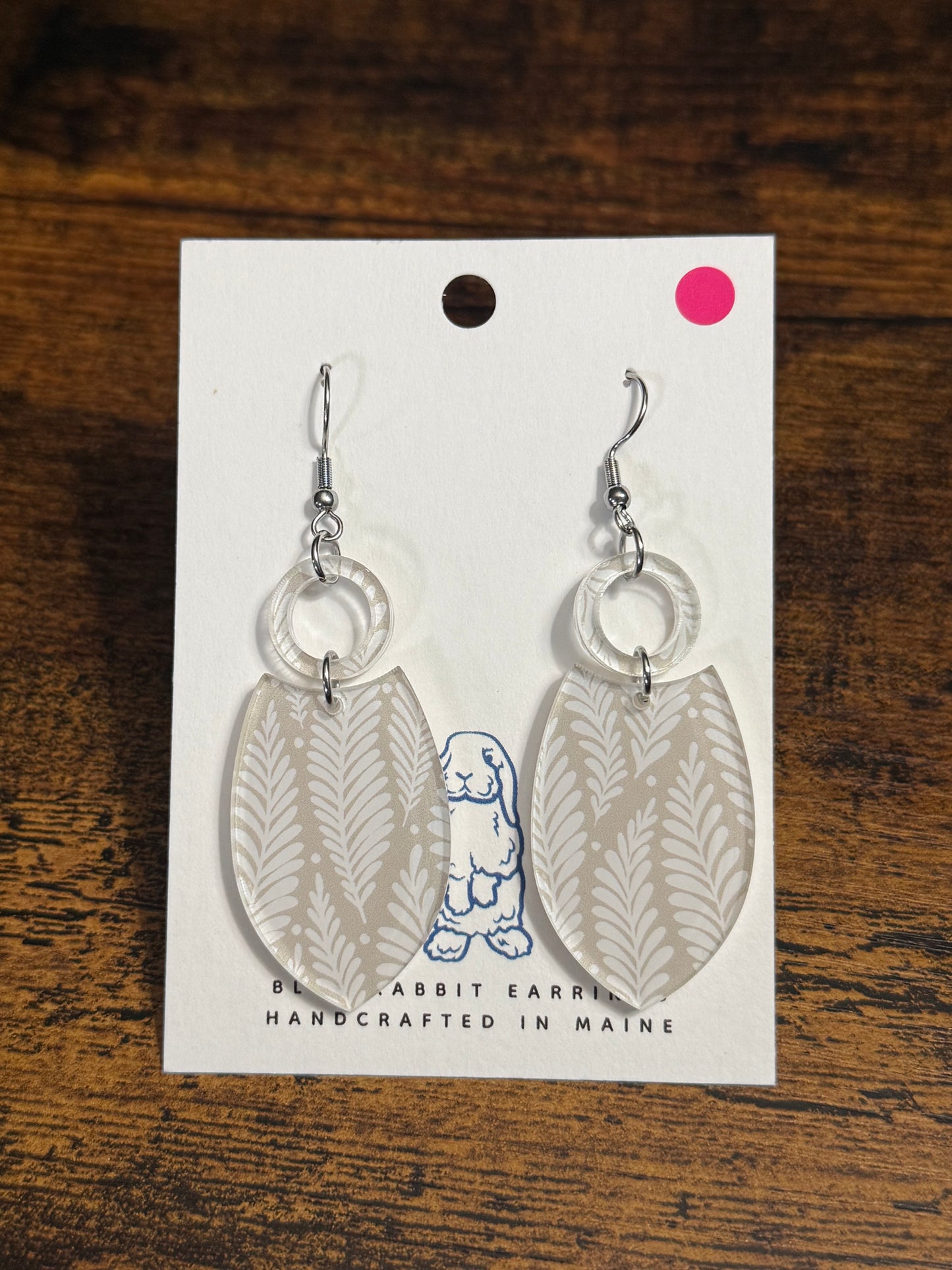 Acrylic Fern Print Earrings