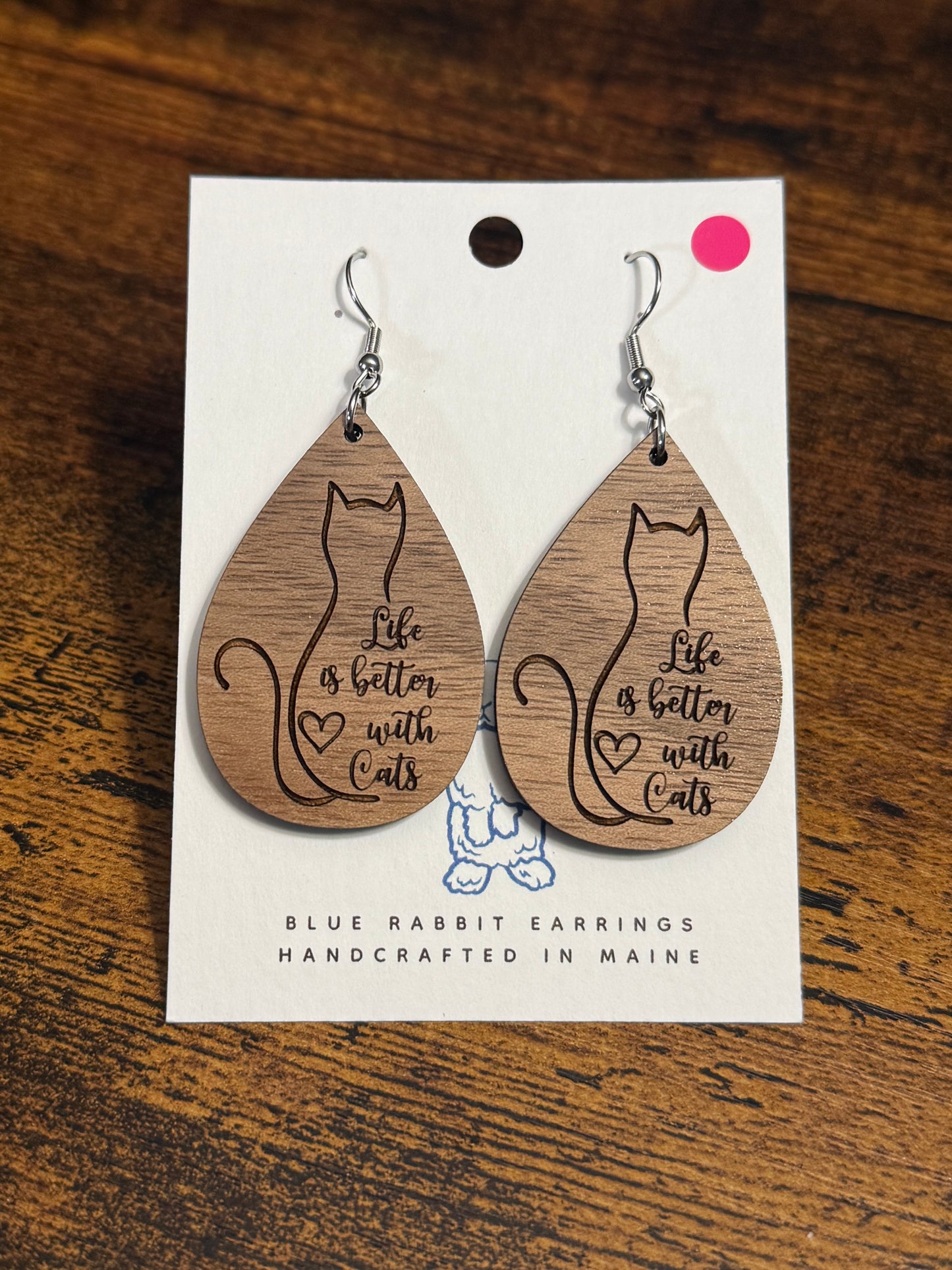 Walnut Cat Earrings
