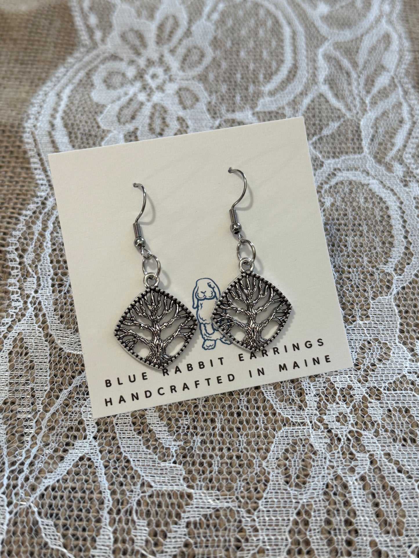 Antique Silver Tree Earrings