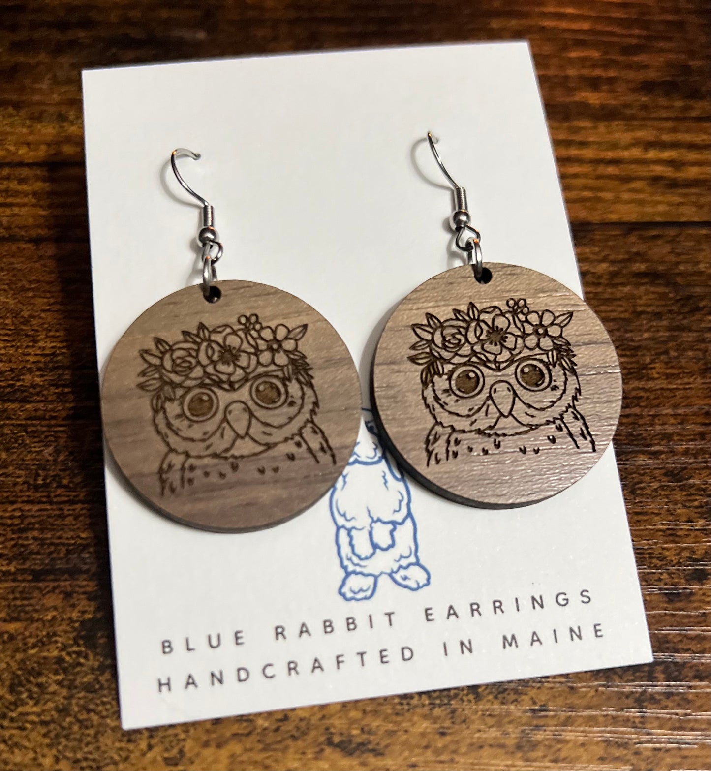 Walnut Owl Earrings