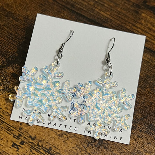 Acrylic Crushed Ice Snowflake Earrings