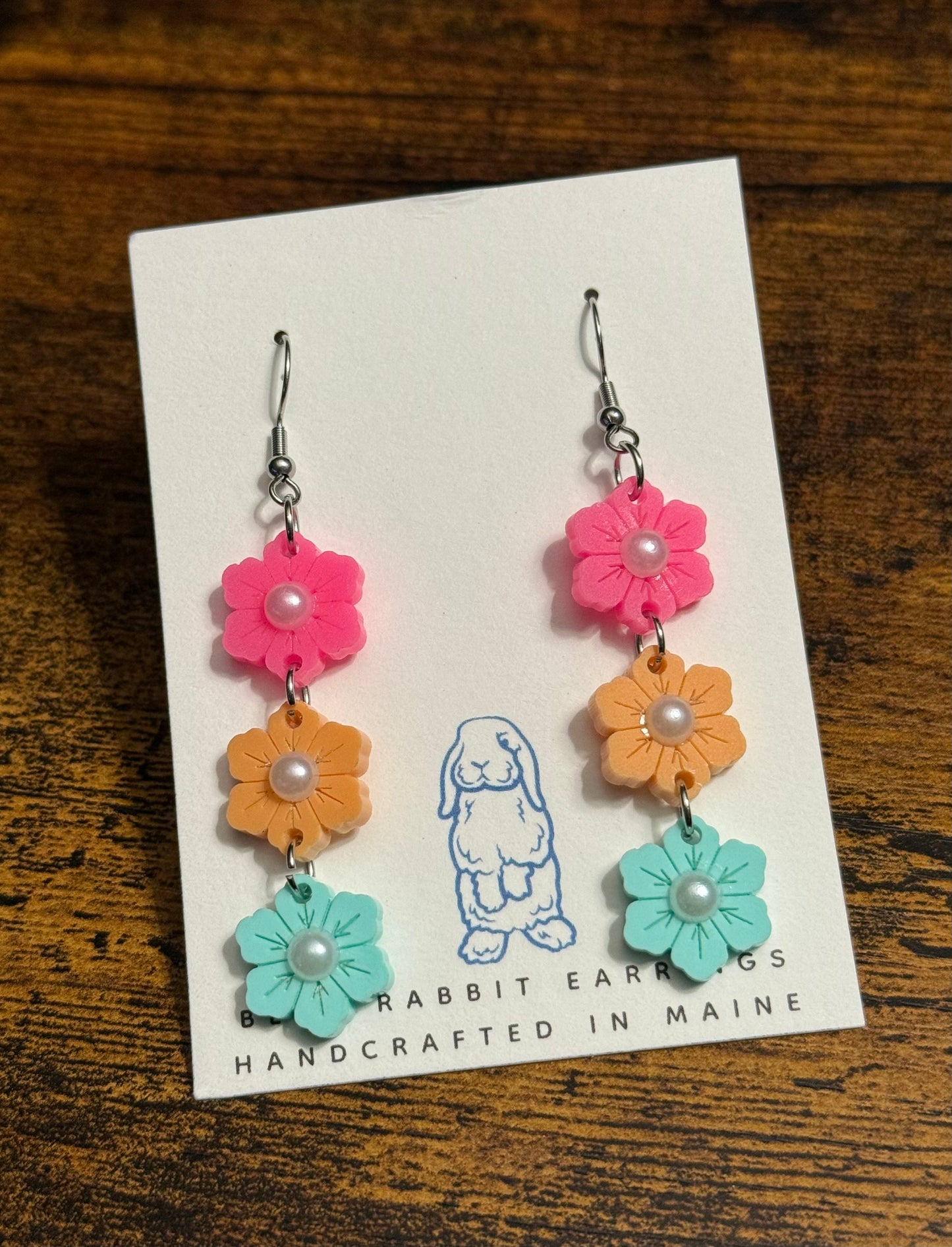 Acrylic Electric Summer Flower Earrings