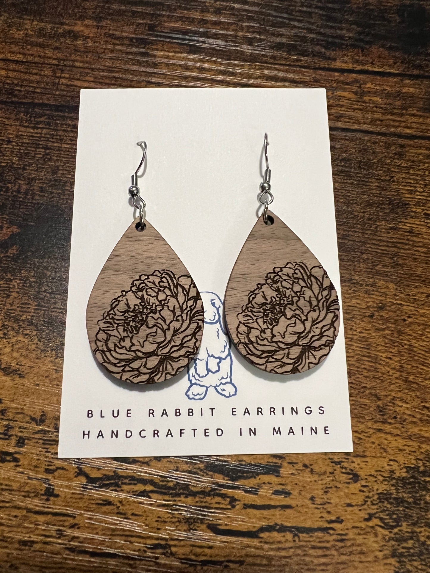 Walnut Peony Earrings