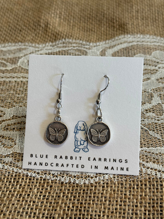 Antique Silver Butterfly Earrings
