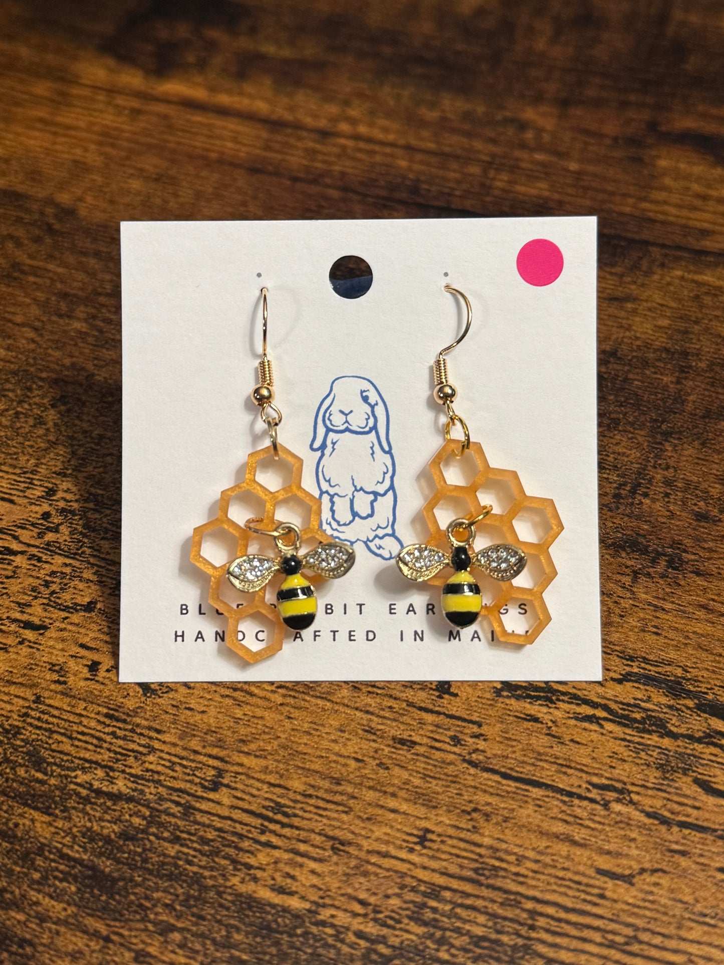 Acrylic Bee & Honeycomb Earrings
