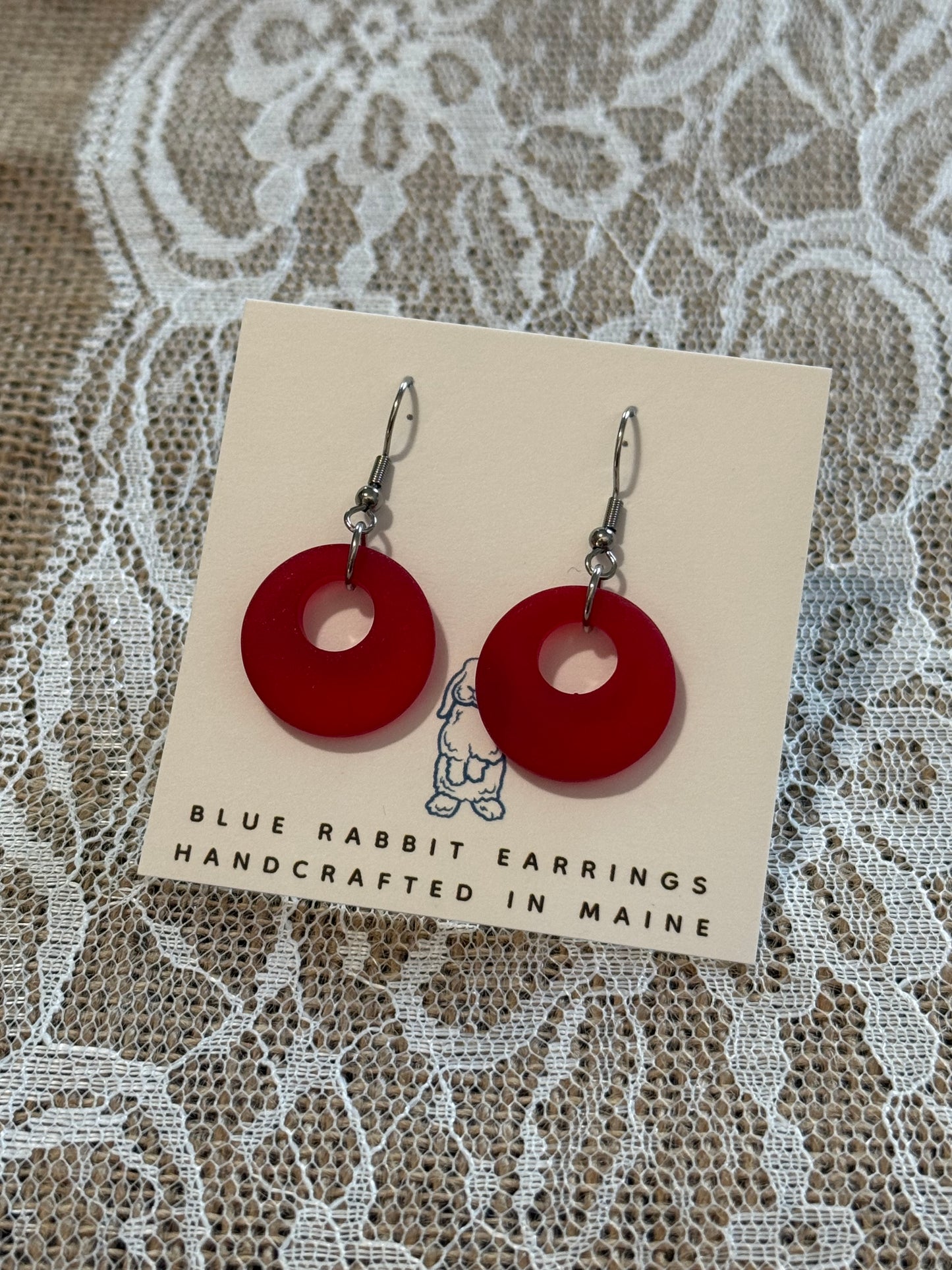 Cherry Red Sea Glass Earrings