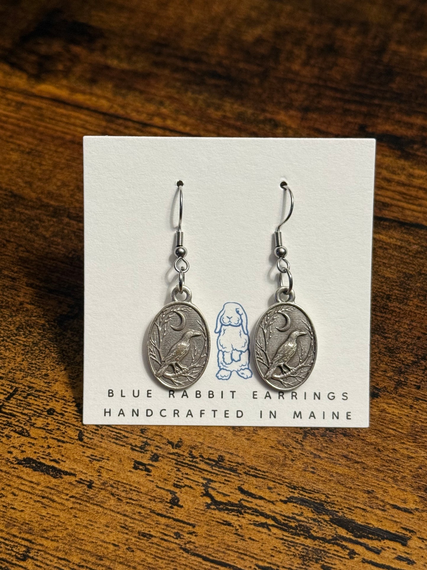 Antique Silver Raven Earrings