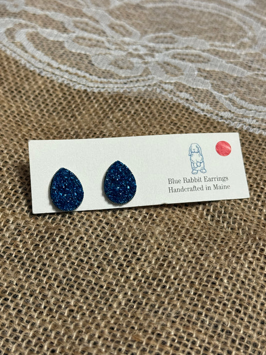 Teardrop Aqua Druzy Studs