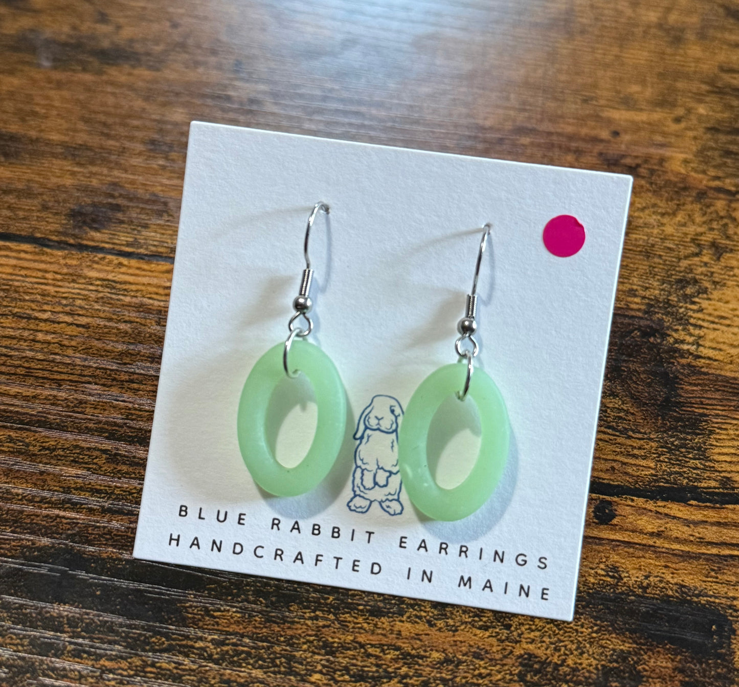 Green oval Sea glass Earrings