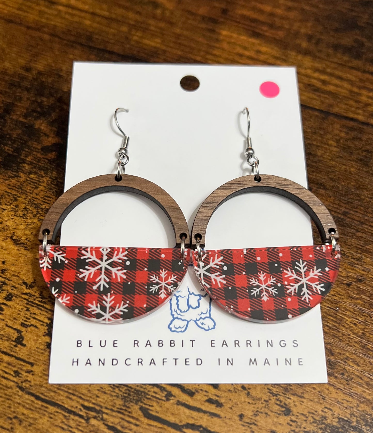 Acrylic Plaid & Snowflake Earrings