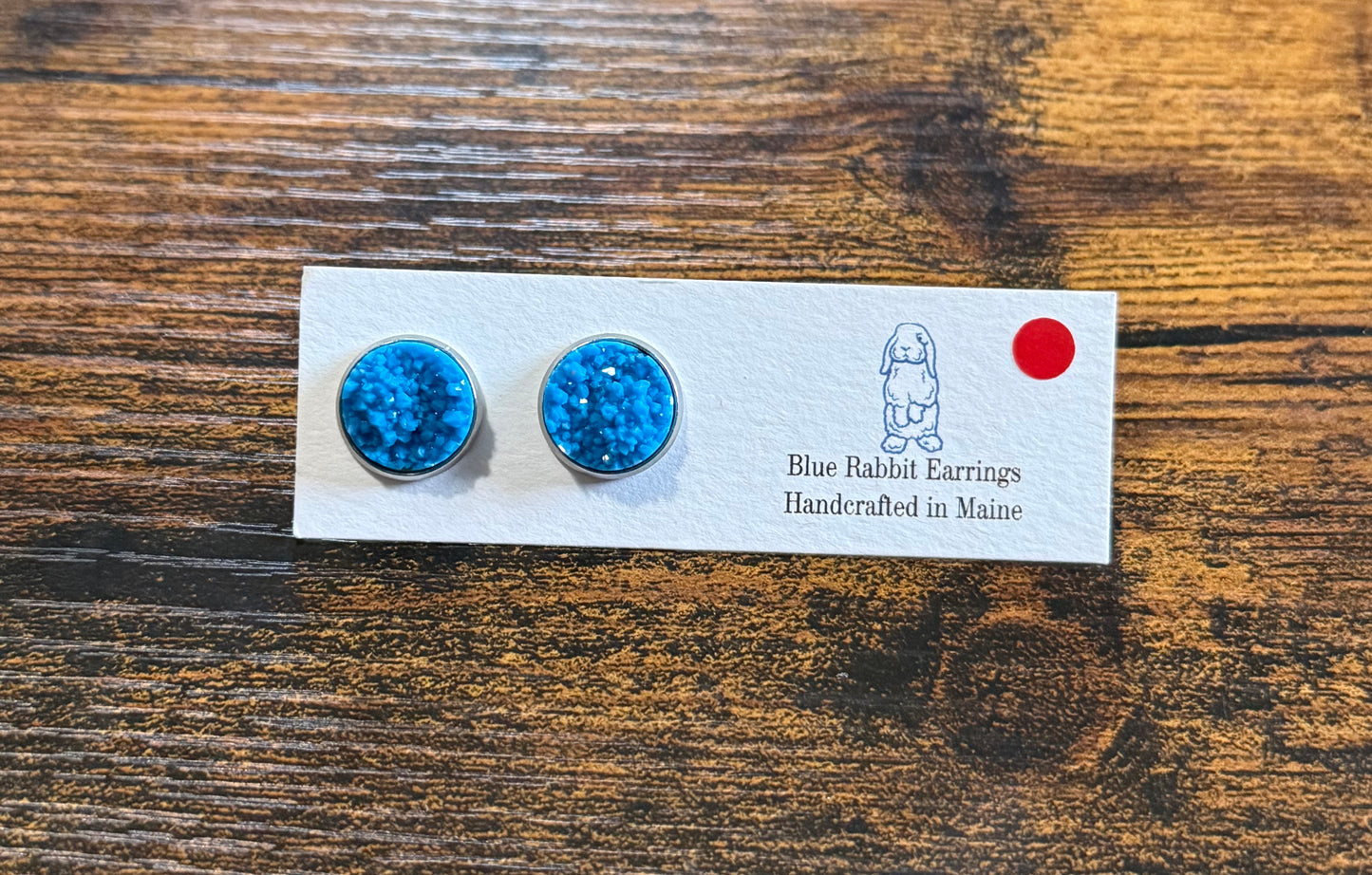 Blue Druzy Studs 12mm