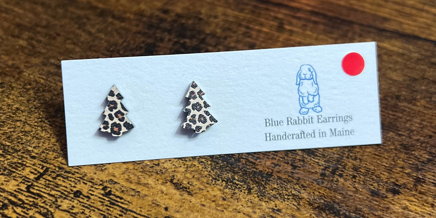 Acrylic Leopard Print Tree Studs