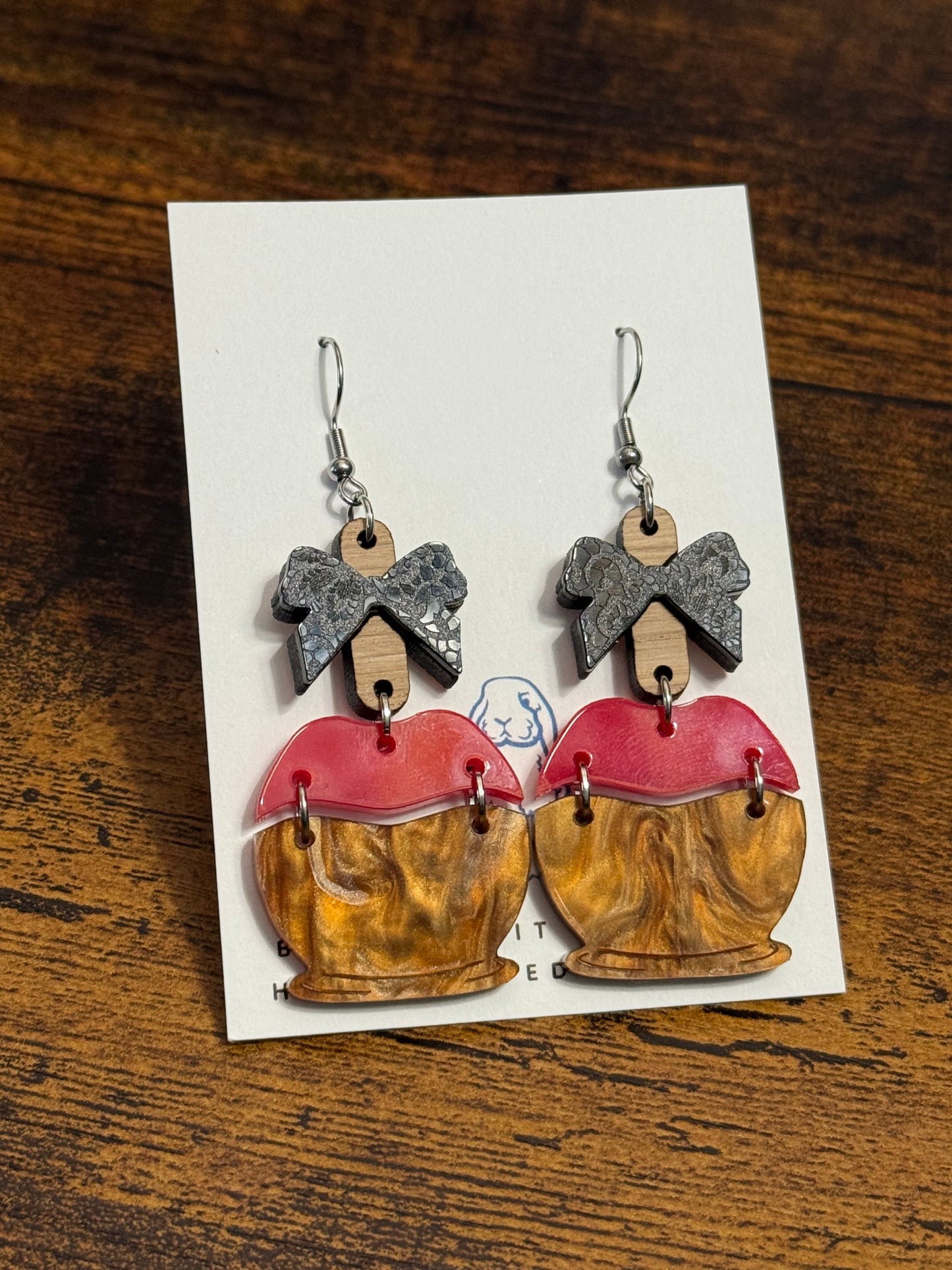 Acrylic Red Caramel Apple Earrings