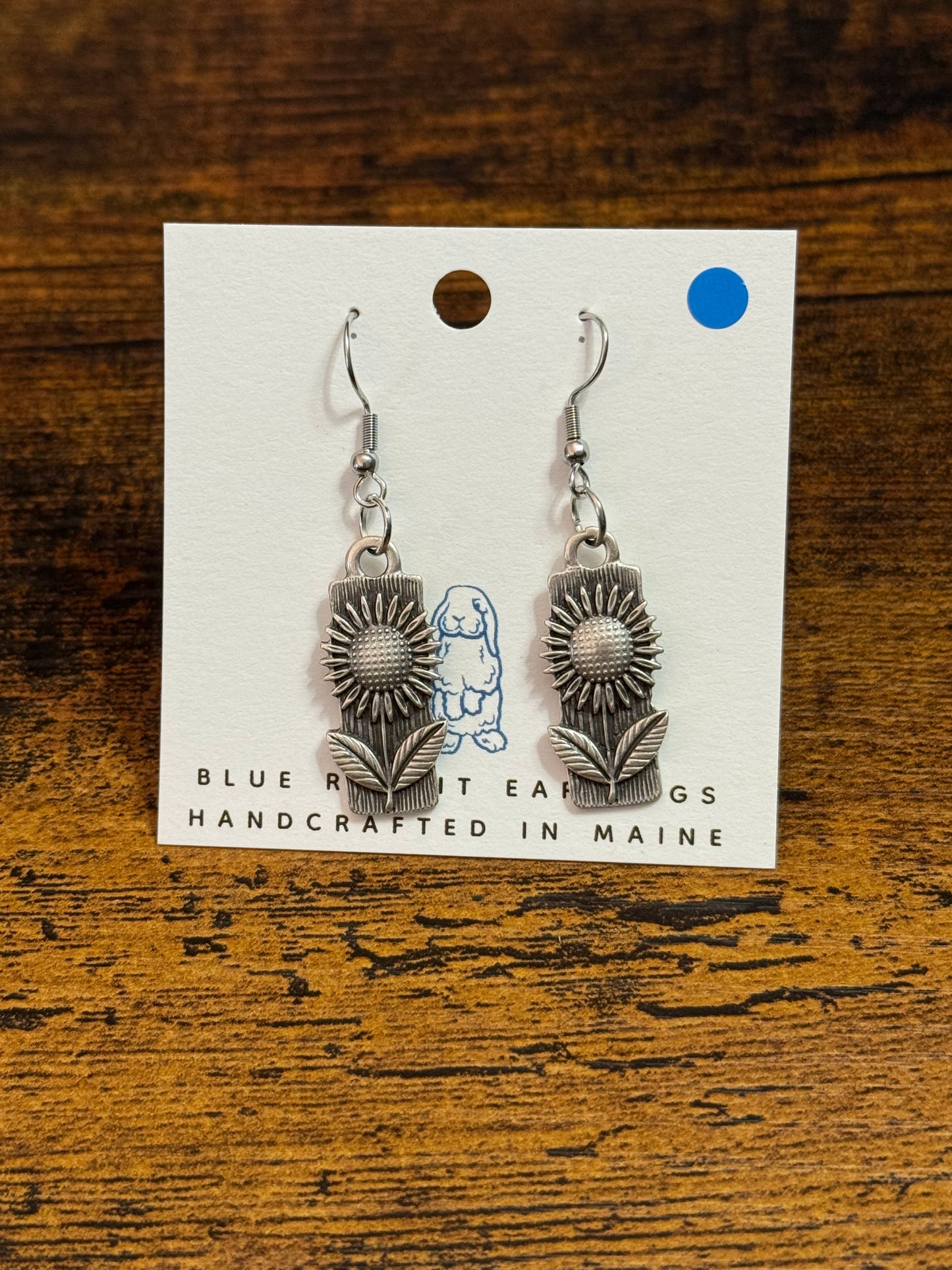 Antique Silver Sunflower Earrings