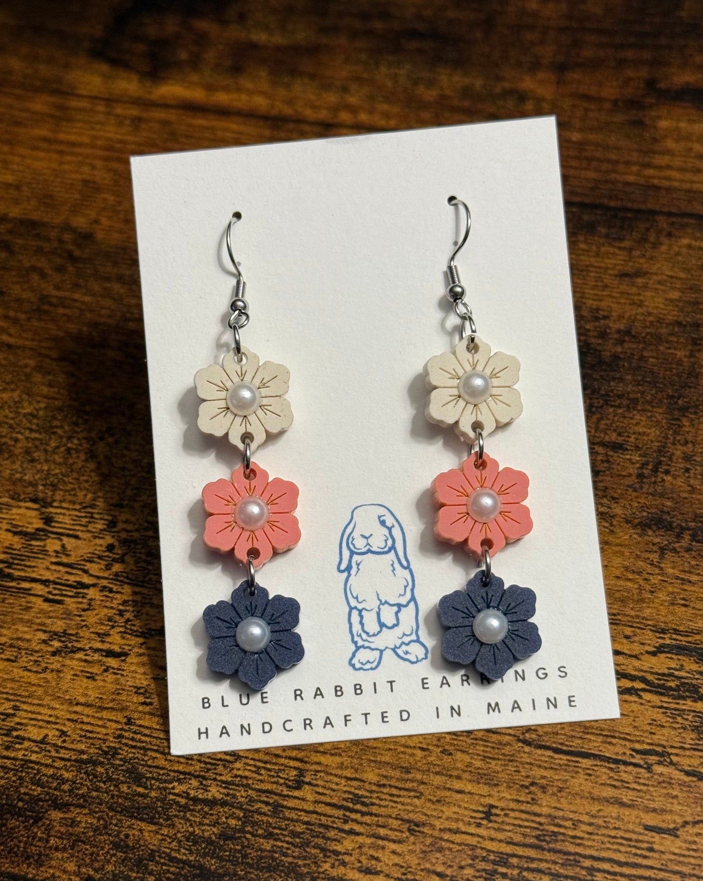 Acrylic Nautical Tide Floral Earrings